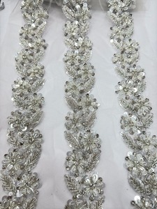 ผ้าลูกไม้ปักสีนกเป็ดน้ำสำหรับการแต่งกายหรือการออกแบบลายดอกไม้ที่หรูหรา - Product Image 3