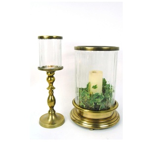 Portavelas de pilar de huracán de metal de latón de lujo hecho a mano en diseño nórdico utilizado como uso decorativo para el hogar y la boda - Product Image 6