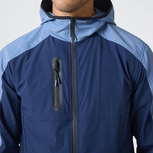 Vestes coupe-vent en polyester personnalisées et imperméables pour hommes avec bloc de couleurs pour l'extérieur veste à bande réfléchissante - Product Image 3