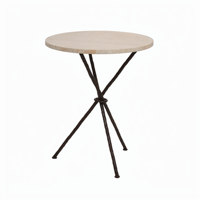 Table d'appoint ronde en fer et marbre, table d'appoint rustique en fer forgé, table d'appoint vintage en métal, table d'appoint de canapé style ferme et campagne française