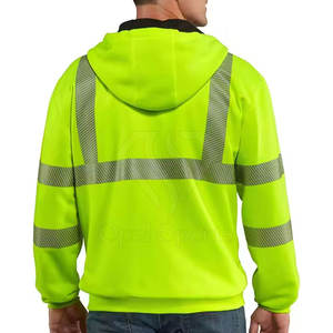 Customizable Heavy-Duty <b>Hi</b> <b>Vis</b> Reflective ANSI Class 2 Eco-Friendly <b>Hoodie</b> Warm Lining Zipper Waterproof Cold Safety Clothing - Product Image 2