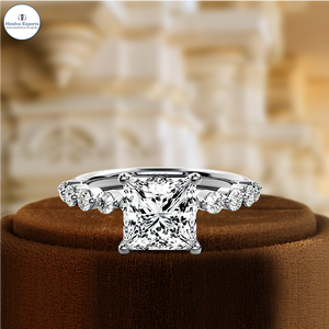 แหวนแต่งงานเพชรทรงเจ้าหญิง 1 กะรัต รับรองโดย IGI แหวนของขวัญสำหรับเธอ ทองคำแท้ 14K ประดับเพชรเพาะเลี้ยงในห้องปฏิบัติการ - Product Image 1