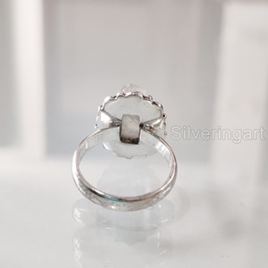 Bijoux en pierre brute bague pour femme pierre de lune arc-en-ciel naturelle pierre précieuse juin pierre de naissance bohème bande bijoux bague en argent Sterling 925 - Product Image 5