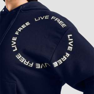 Sudadera con Capucha Regular Live Free Navy, Tejido Transpirable, Estilo Casual para Otoño - Product Image 5