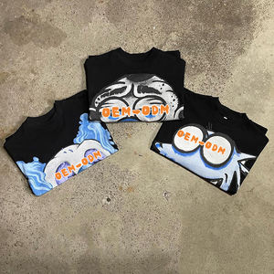 High Quality Streetwear 250 GSM Cotton Cropped Tees for Men Wholesale Heavyweight Boxy Fit Screen Print Graphic <b>T</b> <b>Shirts</b> - Product Image 2