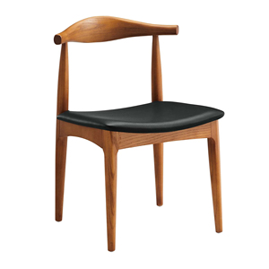 Silla de comedor minimalista y elegante de madera de teca maciza equipada con cuero genuino con cojín de la mejor calidad-Jira - Product Image 1