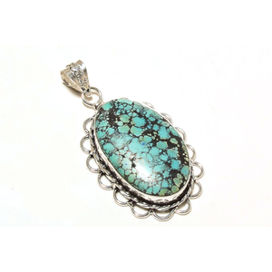 Hermosos colgantes de turquesa de Arizona Natural, Plata de Ley 925, piedras preciosas hechas a mano, forma ovalada, joyería Bohemia, dijes colgantes - Product Image 1