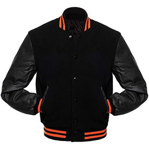 Chaqueta de bombardero de béisbol con letras para la Universidad de la escuela secundaria para hombre, Mangas de lana y cuero exquisitas, estilo callejero para el invierno - Product Image 1