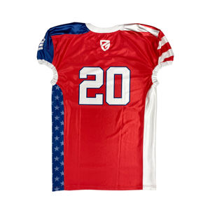 เสื้อฟุตบอลอเมริกันพิมพ์ลายคุณภาพสูงขายส่ง ไซส์ใหญ่ สำหรับฤดูร้อน ระบายอากาศได้ดี ผลิตจากโพลีเอสเตอร์ 100% แขนสั้น - Product Image 2