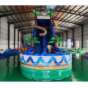 Toboggan gonflable sur le thème du safari avec piscine, palmier, toboggan aquatique en PVC, équipement de terrain de jeu géant pour l'intérieur et l'extérieur, utilisation à l'école et à domicile - Product Image 3