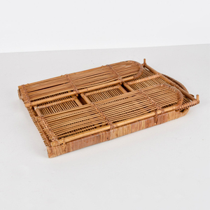 Estante plegable de pie de bambú y ratán con 3 niveles, se puede doblar para organización del hogar, artesanía decorativa al por mayor - Product Image 4