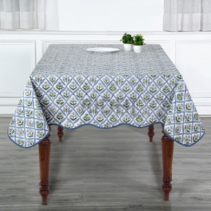 100% pur coton nappe acier clair bleu passepoil fait à la main indien bloc impression ferme pendaison de crémaillère mariage Restaurant décor - Product Image 4