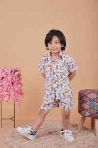 Conjunto de dos piezas de estilo indio de algodón informal para niños nuevos con patrón de animales de moda Tarifa al por mayor en conjuntos de ropa - Product Image 2