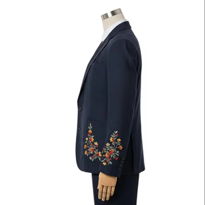 Blazers d'affaires respirants avec détails brodés, tissu de qualité supérieure, doublure douce, élégant, formel, vêtements de bureau - Product Image 3