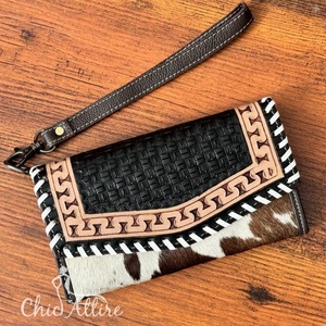 กระเป๋าคลัทช์หนังวัวสีดำมีสไตล์สไตล์ตะวันตกดีไซน์ใหม่ - Product Image 1