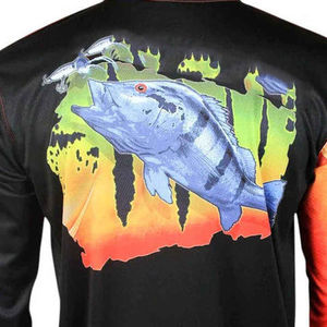2025 hombres de manga larga UV pesca Jersey 100% poliéster secado rápido ligero personalizado sublimación impresa venta al por mayor camisa de pesca - Product Image 1