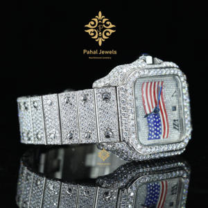 Montre automatique pour homme de qualité supérieure en acier inoxydable de 41 mm, vente en gros OEM, mouvement automatique, diamant moissanite de haute qualité, entièrement sertie de diamants - Product Image 4