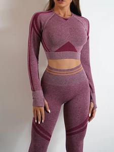 Short de levage de hanche taille haute personnalisé combinaison d'entraînement dos nu respirante avec cordon ensemble de yoga sans couture équipement de sport de gymnastique solide - Product Image 4