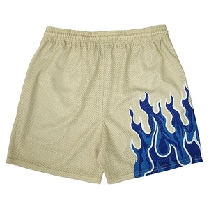 Men's Breathable Mesh Bottoms Drawstring Summer Athletic Flame Print Running Gym Casual Fashion Bulk Shorts Collection USA - Product Image 2