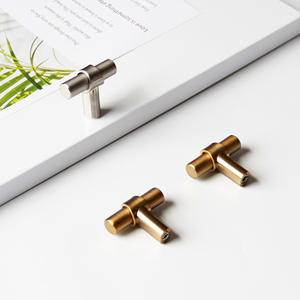 Modern Midcentury T Bar Cabinet <b>Knobs</b> <b>Brass</b> Base Dresser Drawer Pulls Wardrobe Handle Hardware for Furniture - Product Image 4