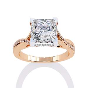 แหวนเพชรเจียระไนทรงเจ้าหญิง คุณภาพสูง ผลิตในห้องปฏิบัติการ สี D ความสะอาด VVS ชุบทอง 14K บนตัวเรือนเงินแท้ S925 สำหรับงานหมั้นและงานแต่งงาน ของขวัญสำหรับผู้หญิง - Product Image 1