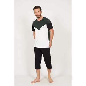 Conjunto de Camiseta de Manga Corta con Cuello Redondo y Pantalones Capri con Bolsillos para Hombre, Accesorio de Moda Cómodo - Product Image 2