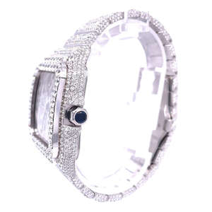 Luxury Square Case Moissanite Bezel Iced Out <b>Watch</b> with Yellow Gold Band Glass Dial Water Resistant & Bold Design - Product Image 3