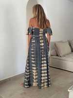 Robe longue 100% Coton, style vintage décontracté, à épaules dénudées, smockée, tie-dye, faite main, teinte unie, avec bretelles spaghetti, respirante