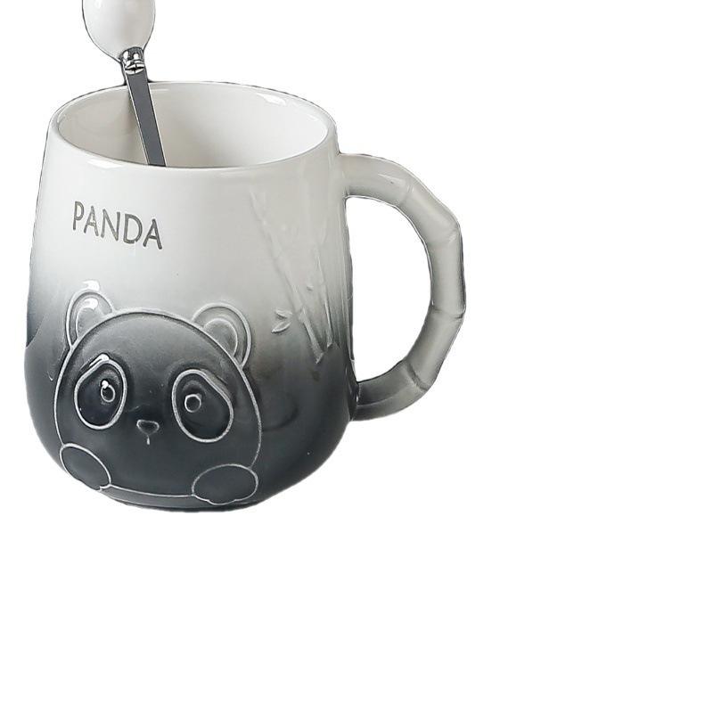 Creative Cartoon Embossed Panda Ceramic Water Cup Cute Coffee Mug Gift Cup with Custom Logo