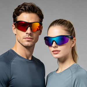 Lunettes de soleil polarisées légères pour hommes, verres TAC UV400, monture demi-cerclée carrée, coupe-vent, pour le cyclisme, la conduite et les sports de plein air - Product Image 5