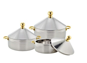 Pot de service rond avec poignée dorée pour la maison, les mariages, les dîners, les fournitures alimentaires, le stockage des aliments, le service isolé, le pot chaud - Product Image 4