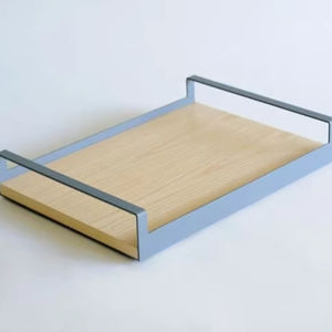 Large Wooden <b>Tray</b> With <b>Black</b> Iron Handles Best For Vintage Food Presentation And Farmhouse Interior Styling - Product Image 1