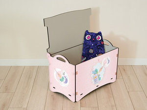 Caja de madera para almacenamiento de juguetes para niños, con tapa, con ruedas, organizador para habitación - Product Image 5