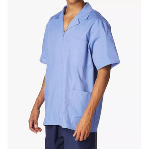 Conception populaire hommes Stretch gommage vestes vêtements de travail infirmière hôpital uniforme hommes coton demi manches gommages veste Zip avant - Product Image 4