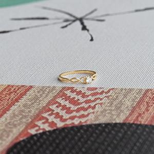 14k Solid Gold Diamond Heart Knot Solitaire Tiny Engagement Women Minimalist Promise Twist Engagement <b>Infinity</b> Rings Wholesale - Product Image 3