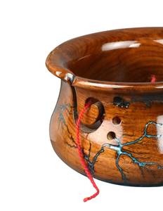 Cuenco de hilo de madera cuenco hecho a mano de palisandro para tejer y ganchillo soporte 7 ''x 4 pulgadas - Product Image 3