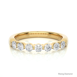 0,52 CTW Round Cut Lab Grown Diamond Half Eternity Set CVD Wedding Band Anillos de regalo de aniversario de oro blanco - Product Image 5