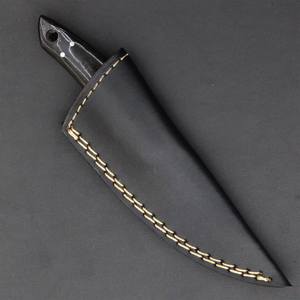 Couteau à lame fixe en acier Damas forgé, pointe tombante, étui de transport vertical, lame pleine, OEM, chasse, camping, manche en bois d'olivier et corne - Product Image 4