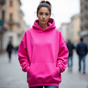 2024 Women Drop Shoulder <b>Hoodie</b> Windproof Casual Loose Fit <b>Hoodie</b> Ladies Heavy Fabric 450 GSM Pullover <b>Hoodie</b> Women's - Product Image 4