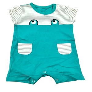 Precio al por mayor, ropa de verano de punto para bebés recién nacidos, cuello redondo, manga corta, estampado de dibujos animados, mameluco para niños - Product Image 1