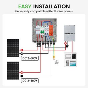 Caja Combinadora Solar Fotovoltaica IP65 2 Entradas 1 Salida, Interruptor de Circuito DC500V 32A con Protector de Sobretensión y Panel de Distribución con Fusibles Fotovoltaicos de 15A - Product Image 4