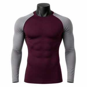 Custom Compression Shirt Men <b>Long</b> <b>Sleeve</b> Raglan Gym Fitness Tight <b>Base</b> <b>Layer</b> Breathable Quick Dry Sportswear - Product Image 1