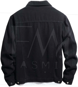 Los hombres negros lisos usan chaquetas de mezclilla con estilo para hombres con chaquetas de mezclilla de manga larga de Pekín personalizadas - Product Image 2