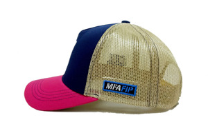 Casquette de camionneur 5 panneaux avec patch tissé personnalisé, deux couleurs Pantone, visière incurvée, casquette de sport avec filet, casquettes A-frame L04 - Product Image 2