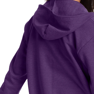 Sudadera morada de gran tamaño para mujer, ropa de calle deportiva con cuello redondo y cremallera para gimnasio de talla grande personalizada para invierno frontal - Product Image 5