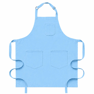 Delantal sin mangas de lona negra con 3 bolsillos, lavable a máquina, para cocinar, uso diario, tela tejida a la moda - Product Image 5