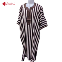 Gandoura marocaine traditionnelle rayée pour hommes, tissu lisse, Abaya Thobe, plusieurs couleurs, vente en gros, style Dubaï, robe Kaftan pour hommes