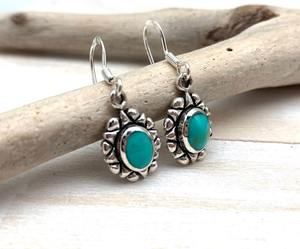 Boucles d'oreilles classiques bijoux pour femmes argent Boho Style bijoux 925 argent Sterling Turquoise pierres précieuses boucles d'oreilles faites à la main cadeau pour - Product Image 4