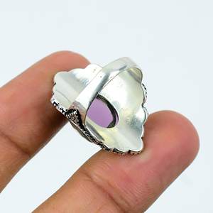 Anillos de Moda Boho Hechos a Mano con Piedras Preciosas de Amatista, Engaste de Bisel con Baño de Oro de 18K, Regalo para Ocasiones Elegantes - Product Image 3