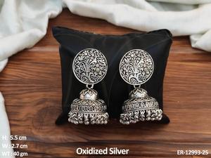 Designer Fancy Style Fashion Jewelry Oxidized Silver Polish Party Wear Accessories Women Oxidized <b>Jhumka</b> <b>Earrings</b> Jewelry Sets - Product Image 5